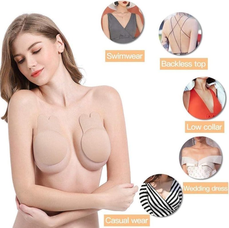 Breast lift tape, Silicone bra invisible furs AP, Silicone stickers on the chest