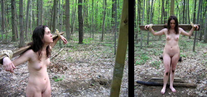 Punishment naked in the forest, The shooting of naked women in forest, Naked in the forest