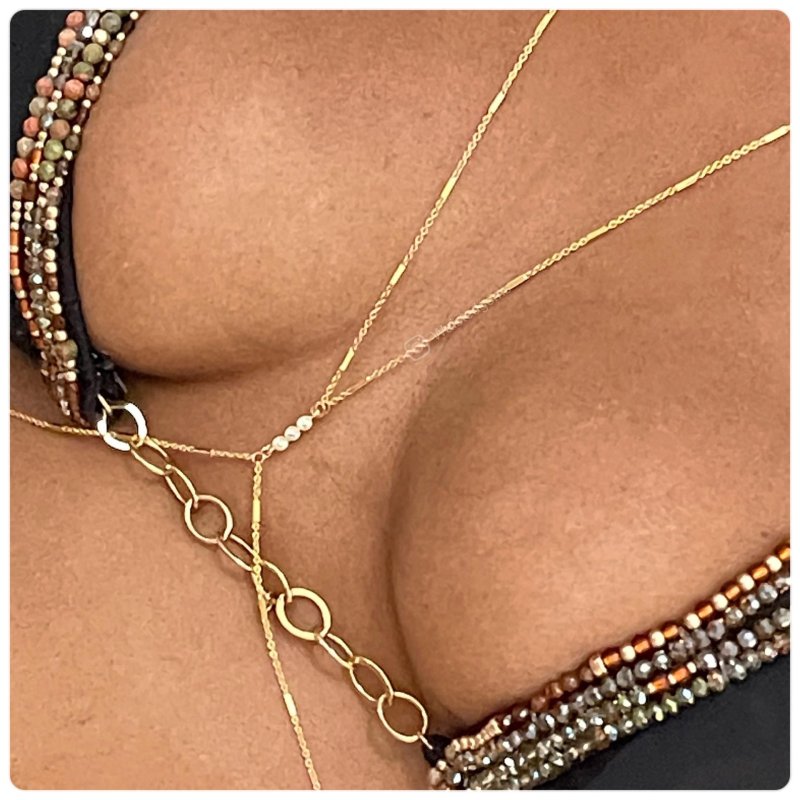Body chain, Bodycin silver, Chain on the body of bodychain