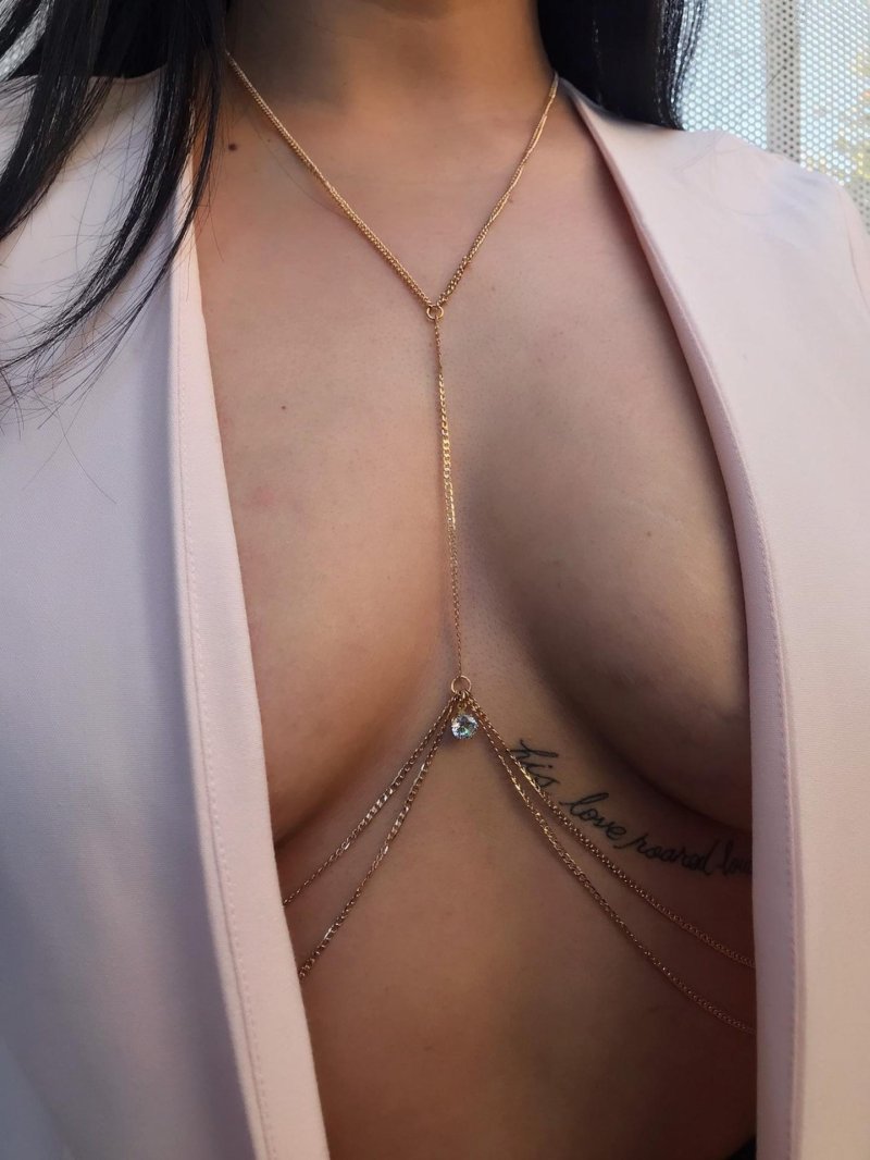 Body chain, A chain on the chest, Chain on the body stylish