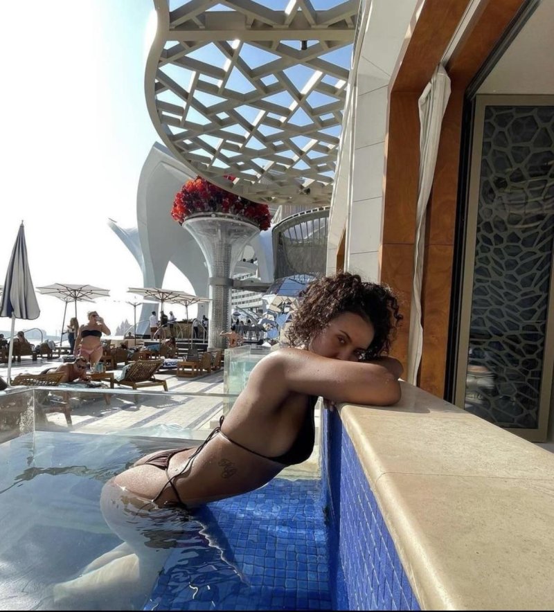 Girl, Curly girl, Naked in a swimsuit