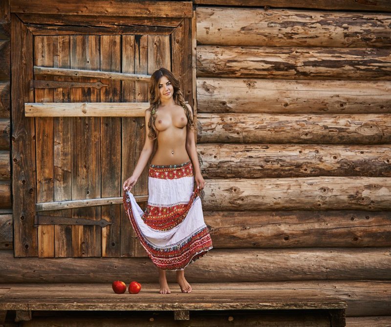 Naked women in a village hut, Rustic erotica, Anastasia Boyko Slavyanochka