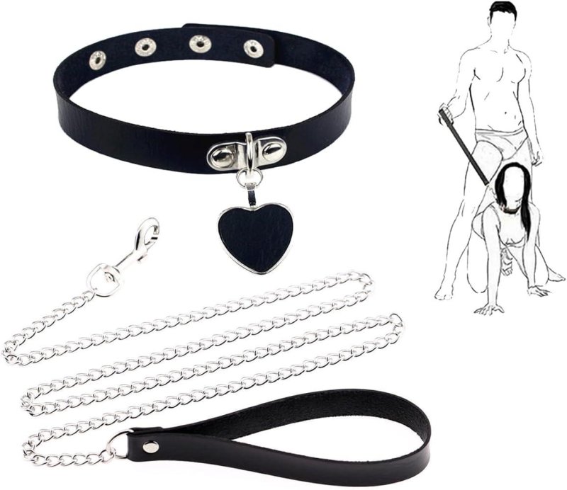 Choker Gothic leather, Choker chain, A set of accessories for BDSM