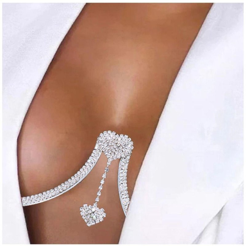 Body chain, A chain on the chest, Chain on the chest from rhinestones