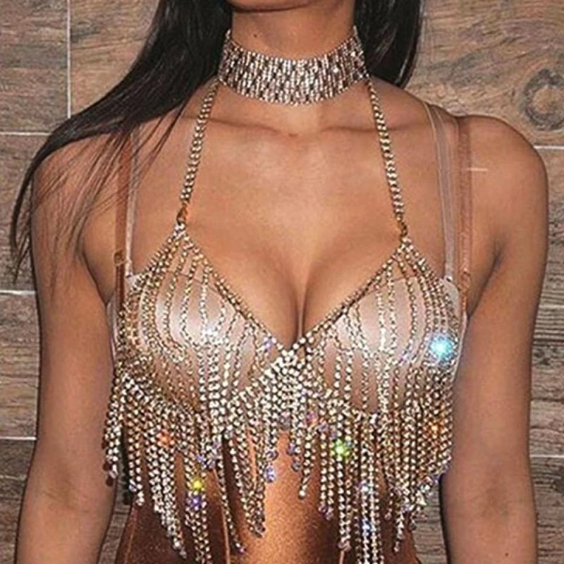 Decorations on the body from chains, A chain on the chest, Body chain