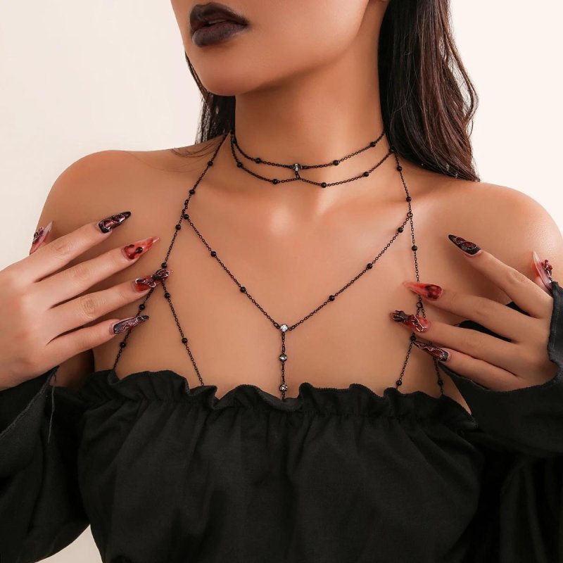 A chain on the chest, Female necklace, Body chain