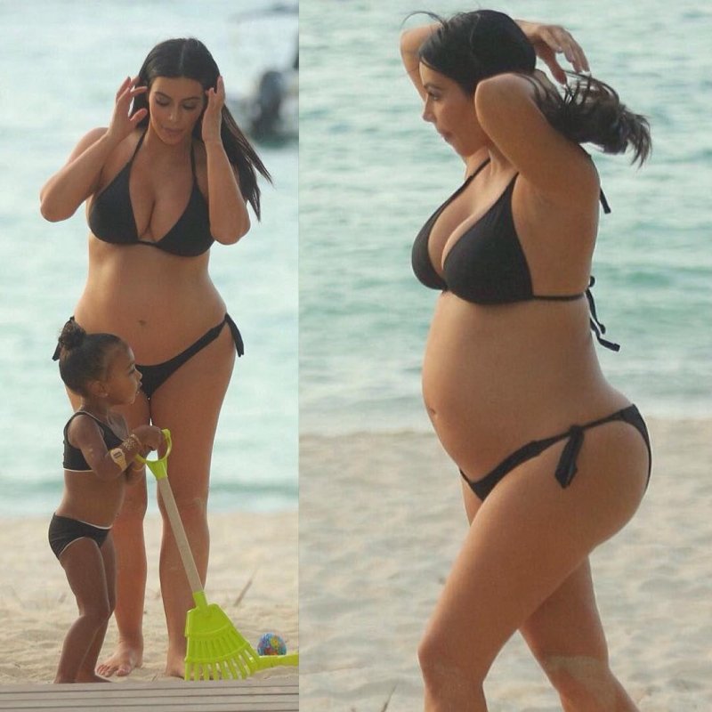 Pregnant Kim Kardashian, Kim Kardashian Pregnant in a swimsuit, Pregnant Courtney Kardashian