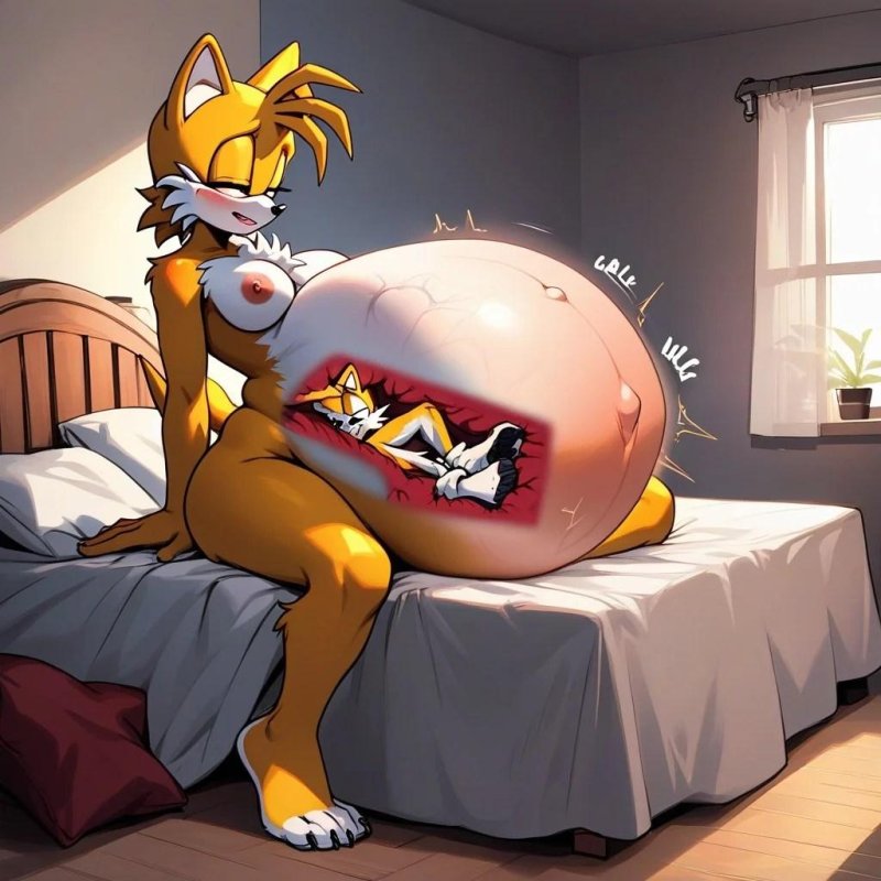 Vore Sonic Talez, Tails belly inflation, Porn Furry