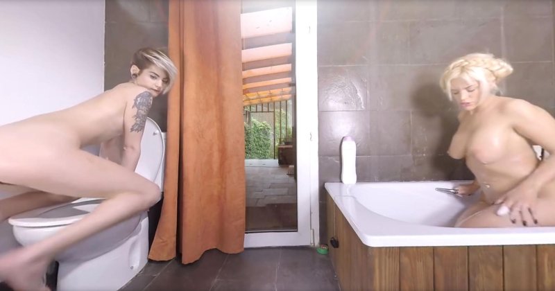 Porn, Masturbates in the bathroom, Porn house
