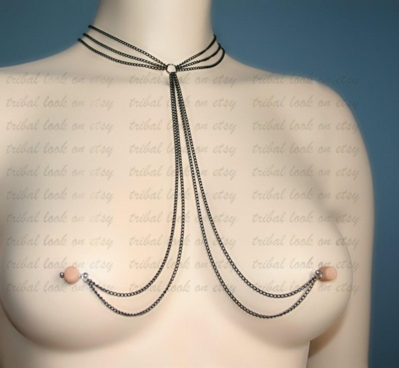 Jewelry for female nipples, Piercing nipples chain, Piercing nipples with a chain