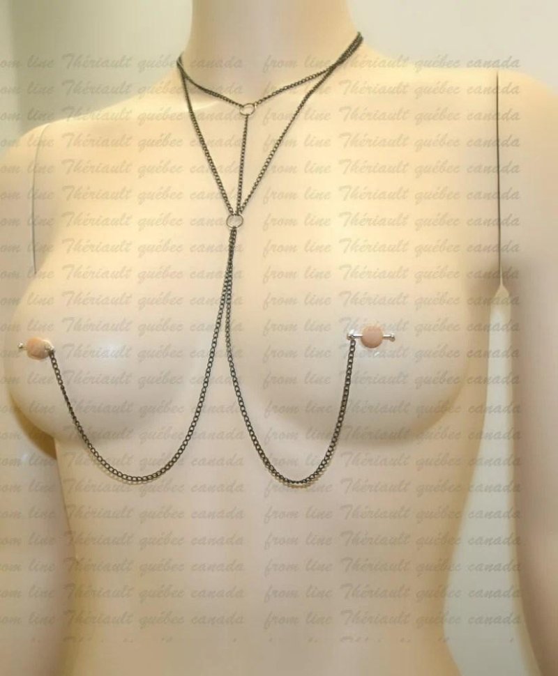 A chain on the nipples, Jewelry for female nipples, Nipples clamps