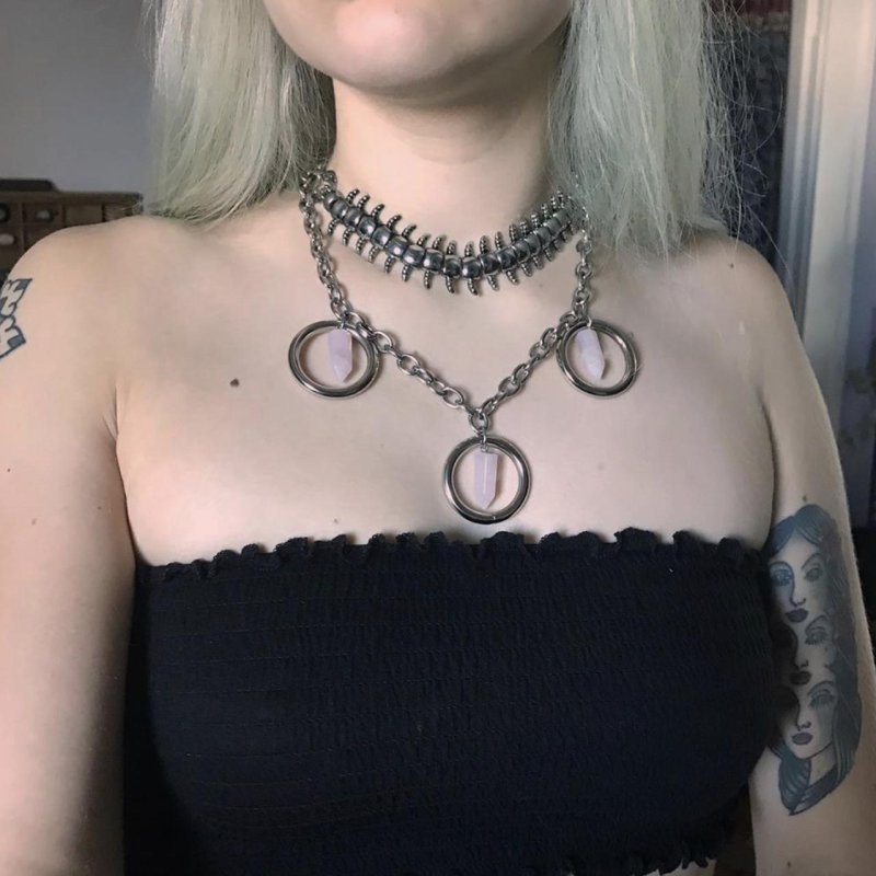Choker Necklace, Choker with a chain, Choker in the Gothic style