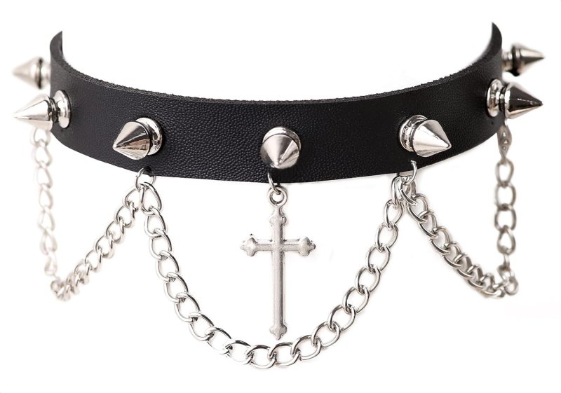 Choker Gothic leather, Spiked choker, Leather chocker
