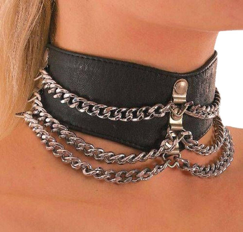 Choker with chains, Bdsm collar, Collar with chain