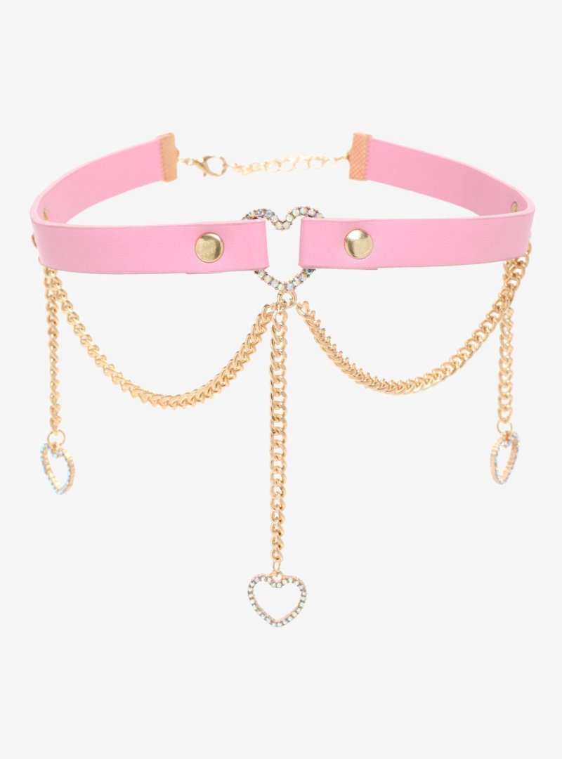 Pink chocker, Leather hocker pink, Female chocker