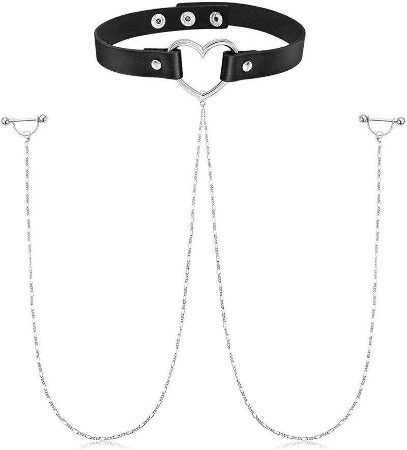 Chain for nipples, Choker with slopes for nipples, Choker with a chain