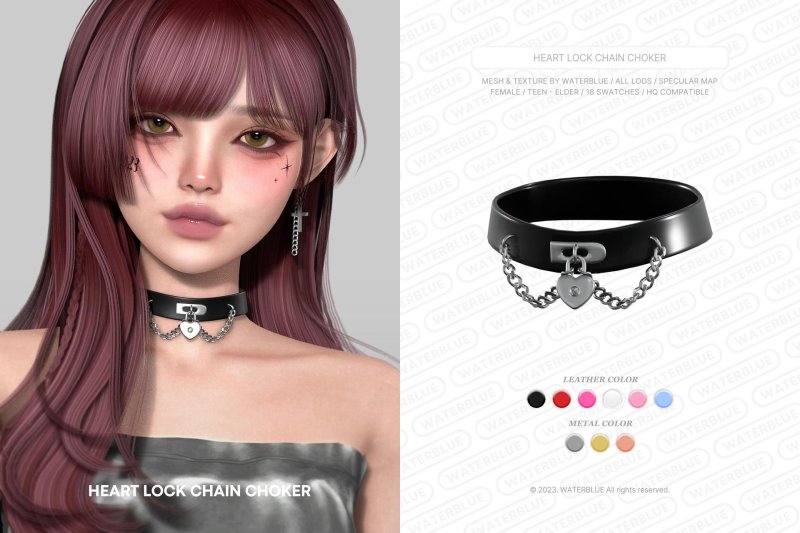 Choker Gothic leather, Choker with a chain, Leather collar for a girl