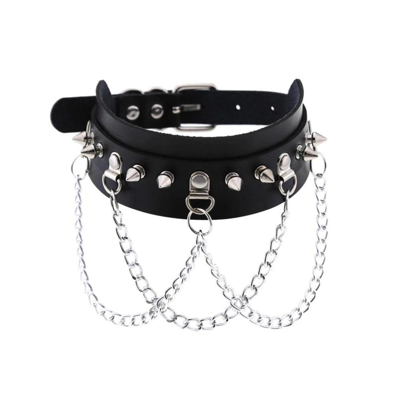Choker Gothic leather, Collar chocker Aliexpress, Leather chocker with spikes
