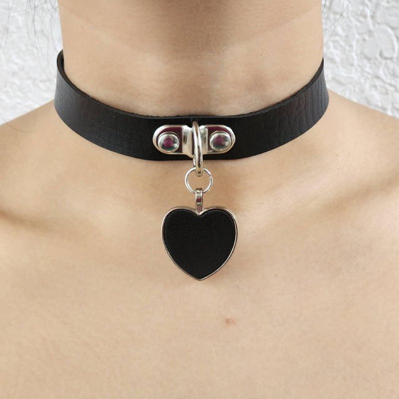 Choker Tous, Leather chocker with heart, Chocker with heart