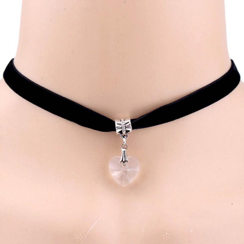 Choker Necklace, Choker Aliexpress Black with a heart, Chocker with pendants