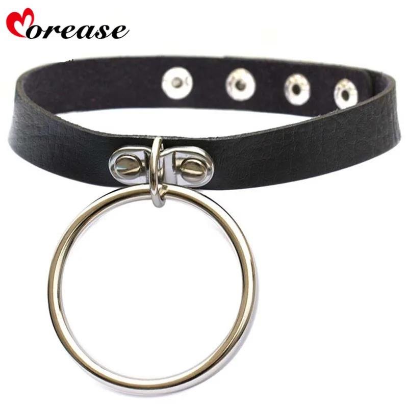 Choker with rings, Leather chocker with a ring, Leather huker