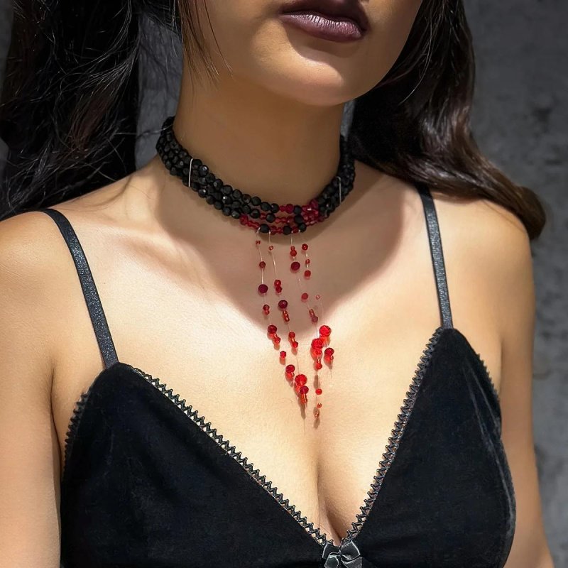 Choker necklace, Female necklace, Blood necklace