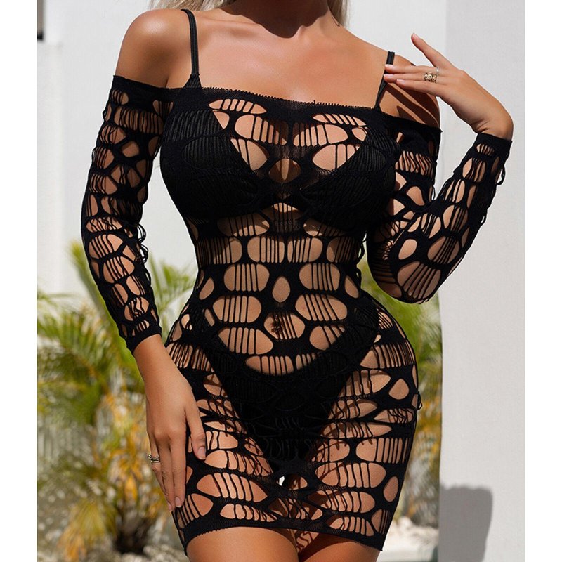 Erotic dress Piesh, Erotic mini dress in a net, Erotic dress Transparent