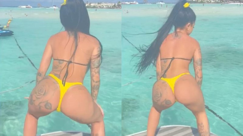 Girl, Woman with tattoos, Brazilian butt on the beach