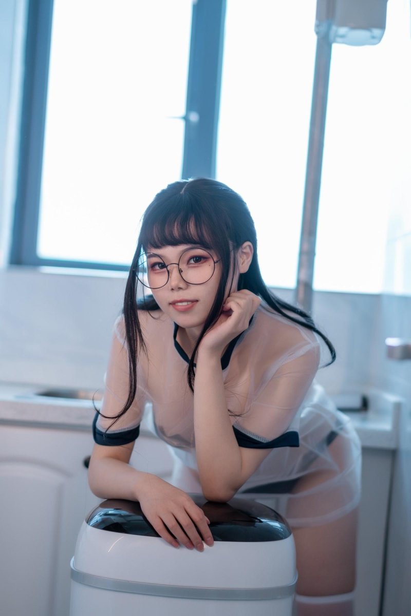 Japanese cosplay nurse, Asian, Girl with glasses