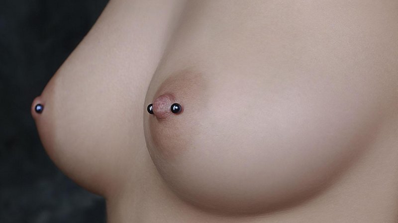 Stretched nipples, Piercing of the nipples girls, Piercing nipple