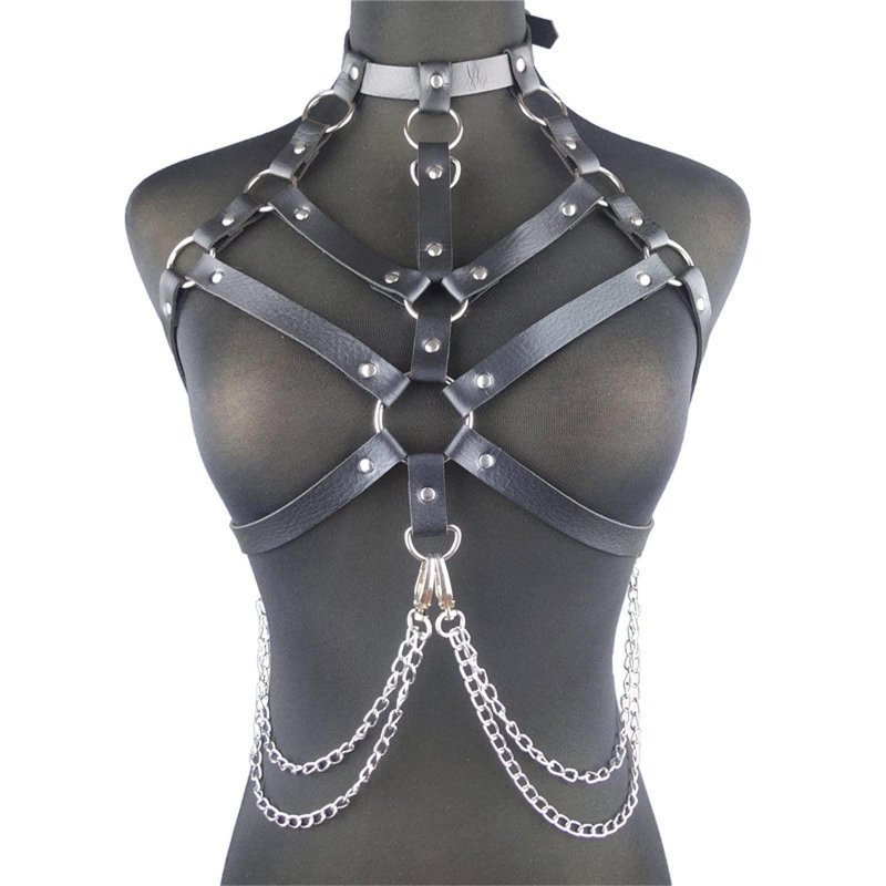 Metal bondage breast, Portup and chain, Sexy portup